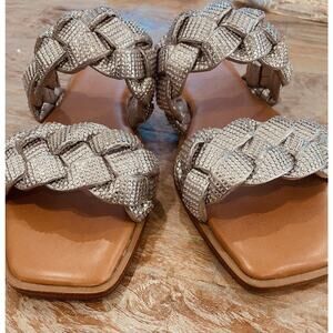 Madden NYC Sparkle Silver Strap Sandals Womens Size 7 Metallic Braided Straps